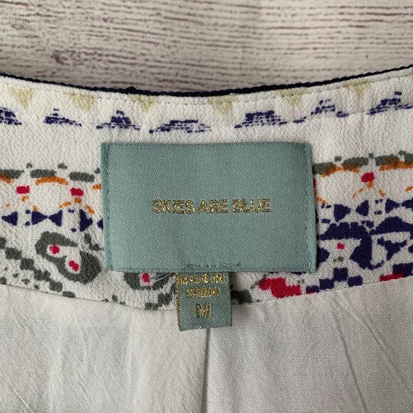 Skies are Blue Multi-colored Geometric Tunic Shift Dress Embroidered Boho Size M - Picture 8 of 15